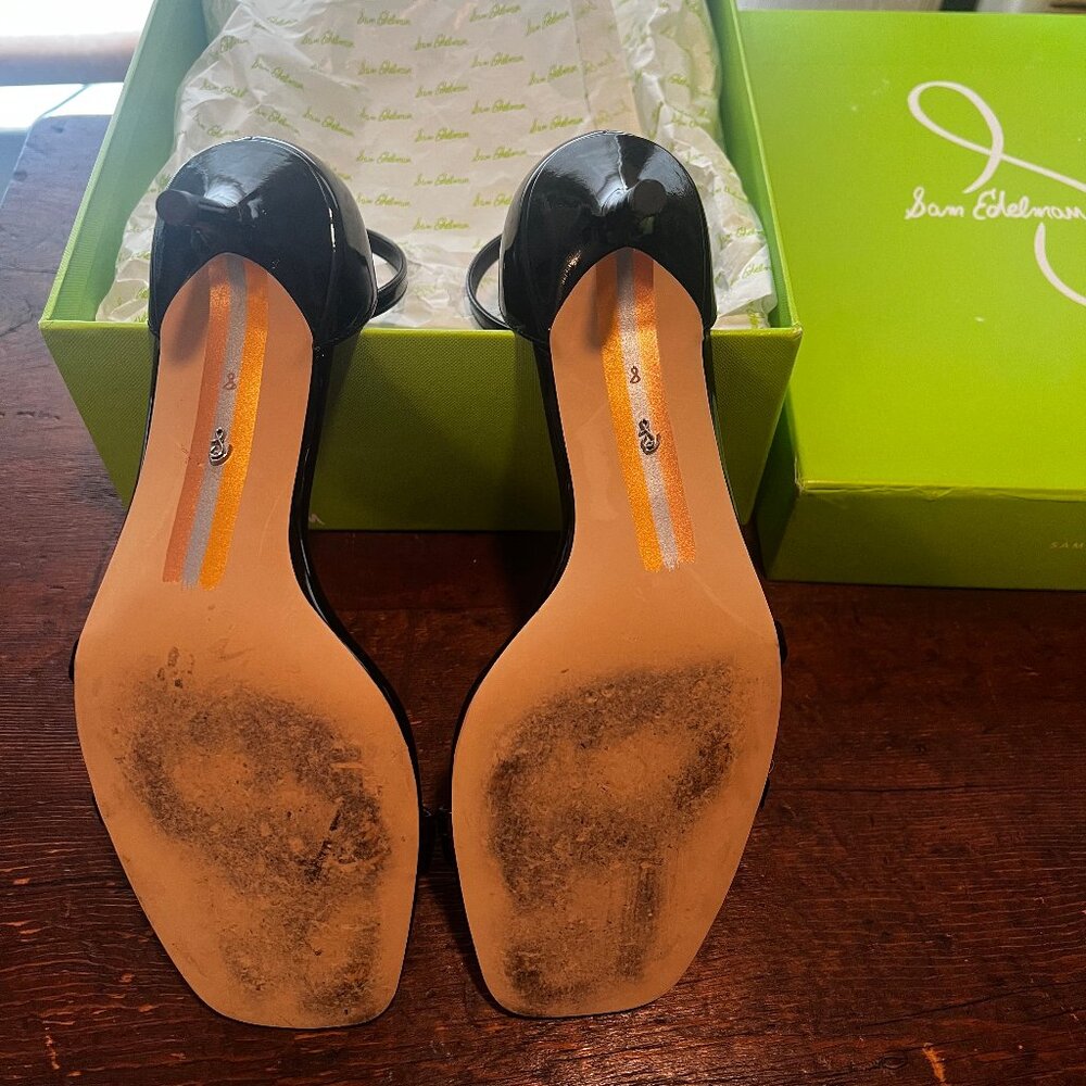 Sam Edelman Black Patent Peonie Kitten Heel Sandal – Size 8 - Picture 8 of 11